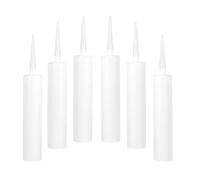 SOESFOUFU Lot de 6 Tubes Vides en Plastique Blanc pour Colle à Verre, Réutilisables Utilisation Main, pour Calfeutrage et Joint D'isolation