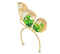 SOESFOUFU Manchette D'oreille Clip Droite Style Féérique En Alliage Doré Et Vert, Accessoire D'oreille Sans Perçage Pour Femmes, Décoration Élégante Aile Et Cristaux, Usage Quotidien Et Événements