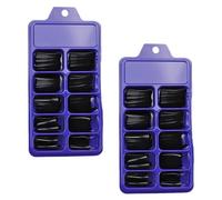 SOESFOUFU Manucure Faux Ongles Ballerina Coffin 200pcs Noir en Plastique, Décoration et Facile à Utiliser pour Rendez-weekend ou Saint-valentin