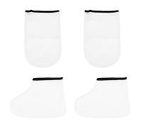 SOESFOUFU Moufles Hydratants en Polyester pour Mains et Pieds Blanc, 2 Paires Fonction Absorption Maximale D'humidité, Adaptés pour Soins Exfoliants en Salon Professionnel Spa