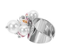 SOESFOUFU Open Finger Ring For Women Minimalist Lightweight Open Ring With Glass And Simulation Pearl Beads Dainty Thumb Jewelry For Engagement And Everyday Wear