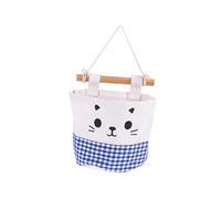 SOESFOUFU Organisateur de Placard en Coton et Lin Bleu, Paquet de Rangement Suspendu Sain et Gain de Place, Poche Murale pour Cosmétiques et Téléphones, pour Dressing et Près du Lit