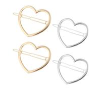 SOESFOUFU Pinces à Cheveux Surface Lisse et Poli Lot de 4 en Alliage Forme de Cœur Accessoires Créatifs Dorés et Argentés pour Mariage et Banquet