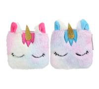 SOESFOUFU Porte-Monnaie Licorne en Peluche Fermeture Éclair, Lot de 2 Pièces, Petit Portefeuille Mignon pour Étudier ou Travailler, Rangement Pratique pour Pièces Couleur Aléatoire