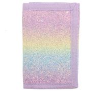SOESFOUFU Portefeuille Garçon et Filles Pliage Double avec Zip, Polyester | Compartiments Séparés, Rangement Sûr des Cartes et Pièces, Design Arc-en-ciel Scintillant, Teinte Violet