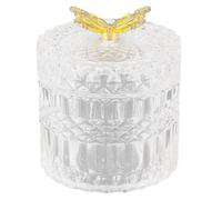 SOESFOUFU Pot en Verre Gaufré pour Rangement Bijoux et Décor de Bureau, Style Simple et Élégant avec Couvercle, pour Cookies et Thé