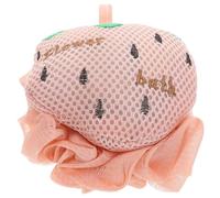 SOESFOUFU Pouf de Bain de Fraise Exfoliant Double Face en Polyester Grosse Taille Mousse Riche Confortable pour Routine de Bain