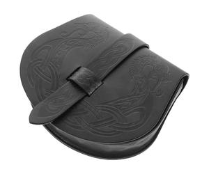 SOESFOUFU Sacoche de Ceinture Viking Vintage en PU Noir Décor Médiéval pour Pochette Portable Cosplay Soirée Costume Renaissance Halloween