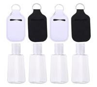 SOESFOUFU Set de Bouteilles Rechargeables 30ml en Néoprène Lot de 4 avec Porte-clés, Flacons Vides Réutilisables Design Unique Portable pour Savonnette Liquide et Après-shampoing