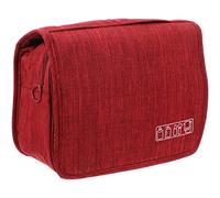 SOESFOUFU Trousse de Toilette Pliable Rouge Crochet Suspendu, Grosse Capacité en Tissu Cationique, Paquet à Cosmétiques Élégant pour Voyage et Camping
