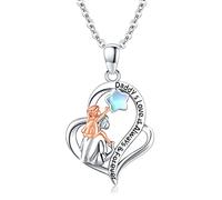 SOESON Collier père fille en argent sterling 925 avec pendentif cœur en pierre de lune collier père fille bijoux cadeaux pour femmes filles (l'amour de papa est toujours et pour toujours)