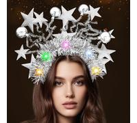 SOETDERT Bandeau étoilé lumineux, bandeau LED à paillettes, serre-tête étoilé en argent, costume de déesse pour carnaval, fête, accessoire de cheveux pour femme