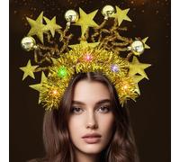 SOETDERT Bandeau étoiles lumineuses, bandeau LED à paillettes, serre-tête étoilé doré, costume de déesse, accessoire de cheveux, pour le carnaval, les fêtes, pour femme