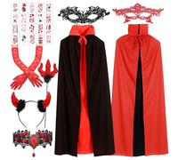 SOETDERT Déguisement Diable Femme pour Halloween et Carnaval - Costume Diablesse Adulte avec Corne, Cape et Fourchette
