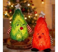 SOETDERT Lot de 2 décorations de Noël en peluche avec lumière LED - Décoration d'intérieur - Décoration de Noël - Cadeaux