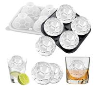 SOETDERT Moule à Glaçons Boule, Bac à Glaçon en Silicone, Grandes Boules à Glaçons, Réutilisable Bac a Glacons avec Couvercle, Moule à Glaçons Sphérique pour Cocktails, Whisky, Jus (Football)