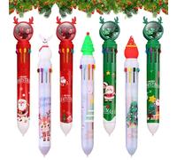 SOETDERT Stylo à bille de Noël, lot de 10 stylos multicolores rétractables, 7 stylos à bille de Noël, ensemble de stylos de sapin de Noël pour enfants, cadeau pour sacs cadeaux de fête