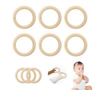 SoeUyd 12 Pièce Anneaux de Bois Naturel, Anneau Bois, Anneau de Dentition bois, Convient pour L'artisanat, Le Bricolage, La Décoration, La Fabrication de Bijoux, Aide Votre Enfant à Faire Ses Dents