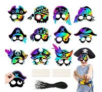 SoeUyd 24 Pièces Ensemble pour Scratch Art Halloween Rainbow, Scratch Art Halloween, Masques à Gratter pour Enfants, Idéal pour Créer des Décorations pour les Fêtes D'Halloween des Bricolages DIY