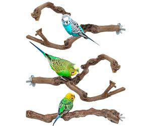 SoeUyd 3 Pièces Perchoir Perchoirs en Bois de Raisin Oiseaux, Perchor à Oiseaux en Bois Naturel, Branches pour Cage à Oiseau, Adaptées Aux pour Oiseaus, Aux Aiguiseurs de Griffes et de Becs