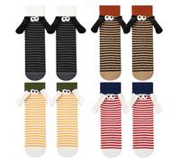 SoeUyd 4 Pièce Chaussette Aimantée, Chaussettes Qui se Tiennent la Main | Chaussettes Magnétique, Chaussette Drole de Charmants Petits Cadeaux pour les Amis, les Couples et les Enfants