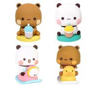SoeUyd 4 Pièces Bubu Dudu Figurine, Bubu Dudu Figurine Animée, Bubu Dudu Bobblehead, Peut Être Utilisé comme Petit Ornement à la Maison, au Bureau, dans la Voiture, pour Décorer la Pièce