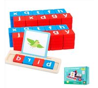 SoeUyd 54 Double Face Scrabble Junior Mots à Vue Flashcards, Jeu Alphabet, Apprendre a Lire Jouet Enfant，Jeux d'apprentissage des Lettres Cadeau pour Fille Garçon à Partir de 3 à 8 Ans