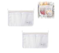 SoeUyd Lot de 2 organiseurs de réfrigérateur à suspendre - Sac de rangement pour réfrigérateur - Sac de rangement à suspendre - Double compartiment suspendu - Organisateur creux - Montage mural