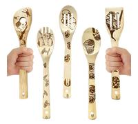 SoeUyd Star Wars Lot de 5 cuillères en bois Star Wars - Cuillères de cuisine en bois de bambou de qualité supérieure - Convient pour les pendaisons de crémaillère, les mariages, Thanksgiving, Noël