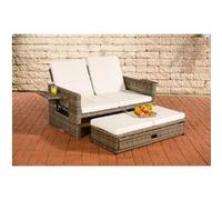 Sofa Ancona 5mm en polyrotin rond , Gris chiné/Blanc crème G