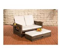 Sofa Ancona 5mm en polyrotin rond , Marron marbré/Blanc crème G