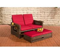 Sofa Ancona 5mm en polyrotin rond , Marron marbré/Rouge rubis