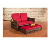 Sofa Ancona 5mm en polyrotin rond , Marron marbré/Rouge rubis G