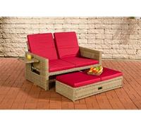 Sofa Ancona 5mm en polyrotin rond , Nature/Rouge rubis