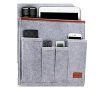 Sofa Armrest Organizer - Non Slip Bedside Organizer | Multifunctional Couch Armrest Storage Bag | Felt Recliner Organizers with 5 Pockets for Remote Control, Tablet, Phone, Glasses, Keys and Bedside