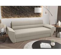 SOFA BEDANTE REBI BIS avec fonction sommeil POSO 100 Beige avec coffre de rangement Canapé salon Canapé-lit Coffre de rangement Canapé-lit