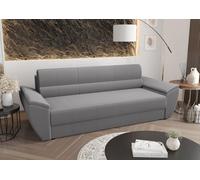 SOFA BEDANTE REBI BIS avec fonction sommeil POSO 110 Gris clair avec coffre de rangement Canapé salon Canapé-lit Coffre de rangement Canapé-lit