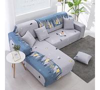 Sofa Cover Arbre De Noël Bleu Housse de Canapé d'angle Fauteuil Extensible Couvre Canapé 3 Places Lavable Spandex Housse de Canape 3 Places Amovible Recouvre Canape Universel Antidérapant