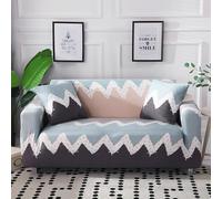 Sofa Cover Bande Bleue Blanche Housse de Canapé d'angle Fauteuil Extensible Housse pour Canapé Lavable Spandex Couvre Canape Amovible Recouvre Canape Universel Antidérapant 4 Places