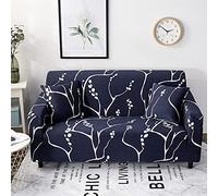 Sofa Cover Blanc Bleu Marine Housse de Canapé d'angle Fauteuil Extensible Housse pour Canapé Lavable Spandex Couvre Canape Amovible Recouvre Canape Universel Antidérapant 2 Places
