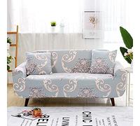 Sofa Cover Bleu Clair Beige Housse de Canapé d'angle Fauteuil Extensible Housse pour Canapé Lavable Spandex Couvre Canape Amovible Recouvre Canape Universel Antidérapant 1 Places
