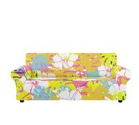 Sofa Cover Bleu Orange Tropical Housse de Canapé d'angle Extensible Spandex Couvre Canape Lavable Housse pour Canapé Protection Antidérapante Universelle Recouvre Canape 4 Places