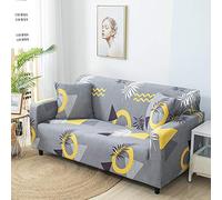 Sofa Cover Cercle Jaune Gris Housse de Canapé d'angle Fauteuil Extensible Housse pour Canapé Lavable Spandex Couvre Canape Amovible Recouvre Canape Universel Antidérapant 4 Places