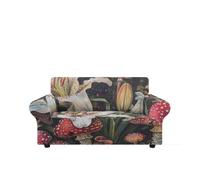 Sofa Cover Champignons Fleur Rouge Housse Canape d'angle Extensible Housse de Canapé Lavable Spandex Couvre Canapé 3 Places Amovible Protection Couvre Canape Universel Antidérapant