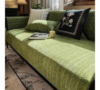 Sofa Cover, Couverture de canapé antidérapante - Protection de canapé pour Chien et Chat - Chenille Fabric Housse de Canapé Épais 1/2/3/4 Places en Forme de L(Green,90 * 210cm)