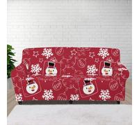 Sofa Cover Couvre Canapé 3 Places Housse de Canapé Housse Canape 3 Places | Extensible Spandex Lavable Antidérapante Universelle Durable Protection Contre Chiens Chat,Neige Rouge Blanche