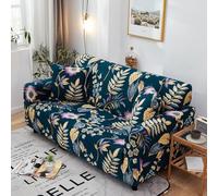 Sofa Cover Feuilles Bleues Violettes Housse de Canapé d'angle Fauteuil Extensible Housse pour Canapé Lavable Spandex Couvre Canape Amovible Recouvre Canape Universel Antidérapant 4 Places