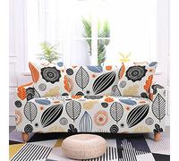 Sofa Cover Feuilles Noires Blanches Housse de Canapé d'angle Extensible Spandex Couvre Canape Lavable Housse pour Canapé Protection Antidérapante Universelle Recouvre Canape 1 Place