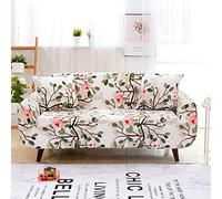 Sofa Cover Feuilles Vertes Blanches Housse de Canapé d'angle Fauteuil Extensible Housse pour Canapé Lavable Spandex Couvre Canape Amovible Recouvre Canape Universel Antidérapant 1 Places