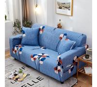 Sofa Cover Fleur Bleue Brune Housse de Canapé d'angle Fauteuil Extensible Couvre Canapé 3 Places Lavable Spandex Housse de Canape 3 Places Amovible Recouvre Canape Universel Antidérapant
